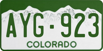 CO license plate AYG923