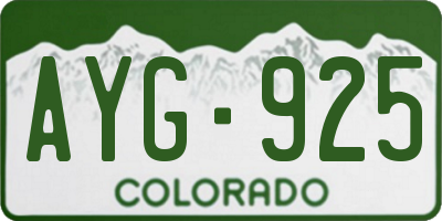 CO license plate AYG925