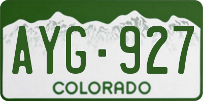 CO license plate AYG927