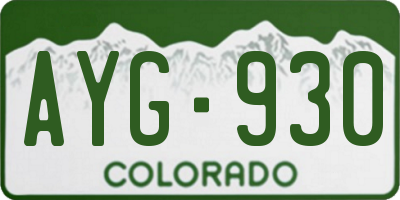 CO license plate AYG930