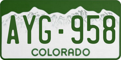 CO license plate AYG958