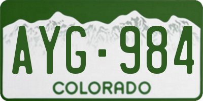 CO license plate AYG984