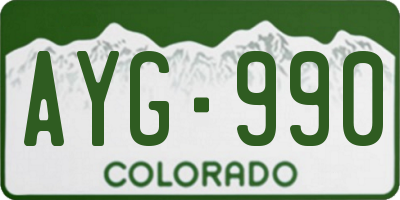 CO license plate AYG990