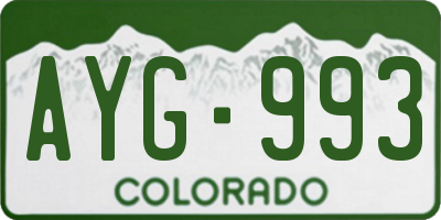 CO license plate AYG993