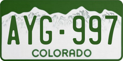 CO license plate AYG997