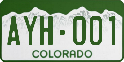 CO license plate AYH001