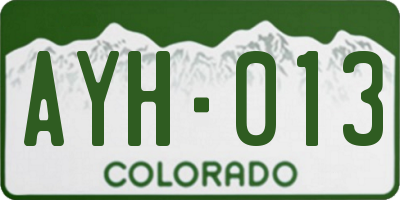 CO license plate AYH013