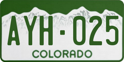 CO license plate AYH025