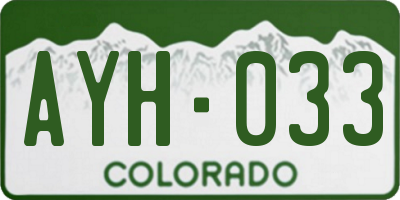 CO license plate AYH033