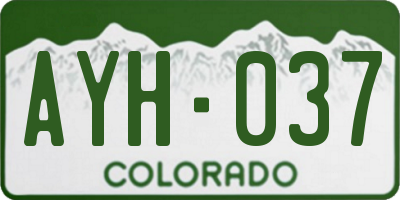 CO license plate AYH037