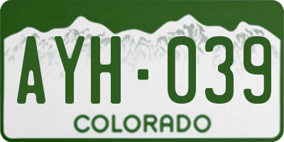 CO license plate AYH039