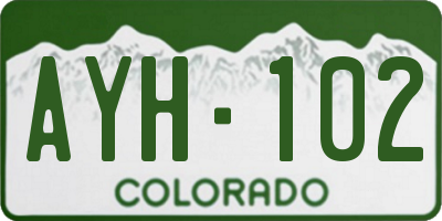 CO license plate AYH102
