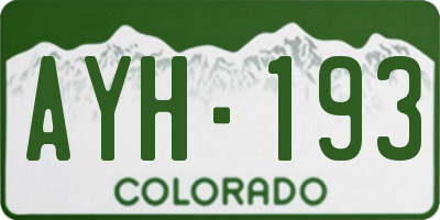 CO license plate AYH193