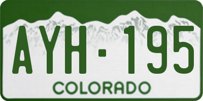 CO license plate AYH195