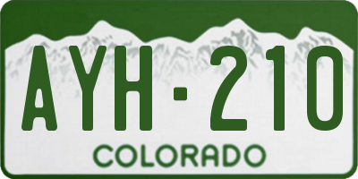 CO license plate AYH210