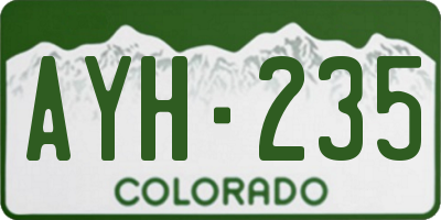 CO license plate AYH235