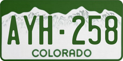 CO license plate AYH258