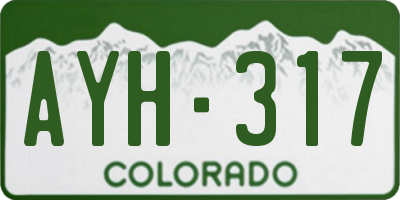 CO license plate AYH317