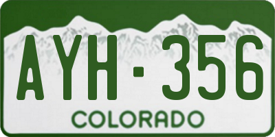 CO license plate AYH356