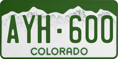 CO license plate AYH600
