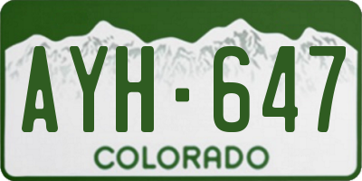 CO license plate AYH647