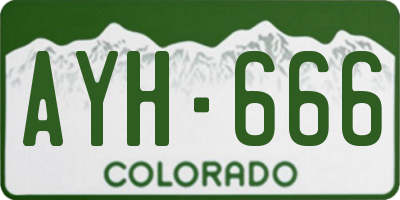 CO license plate AYH666