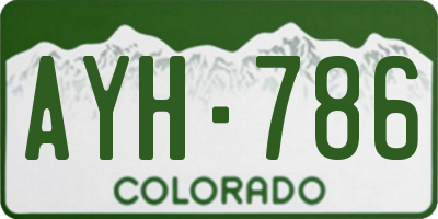 CO license plate AYH786