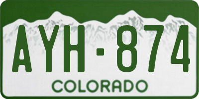 CO license plate AYH874