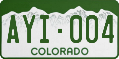 CO license plate AYI004