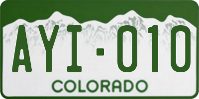 CO license plate AYI010