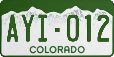 CO license plate AYI012