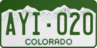 CO license plate AYI020