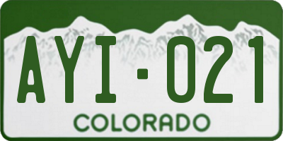 CO license plate AYI021