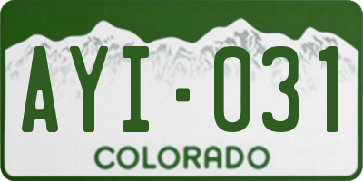 CO license plate AYI031