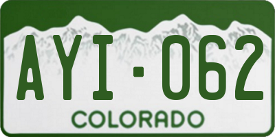CO license plate AYI062