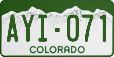 CO license plate AYI071