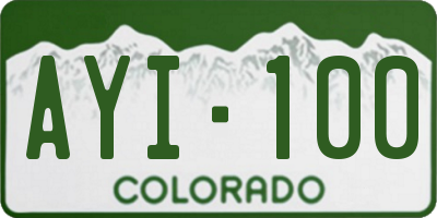 CO license plate AYI100