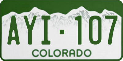 CO license plate AYI107