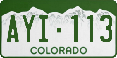 CO license plate AYI113