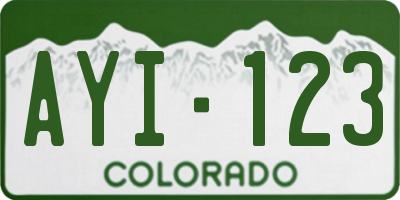 CO license plate AYI123