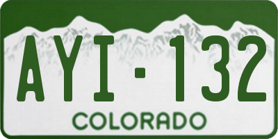 CO license plate AYI132
