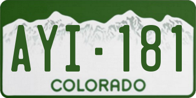 CO license plate AYI181