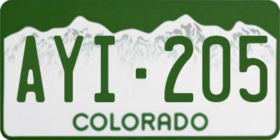 CO license plate AYI205