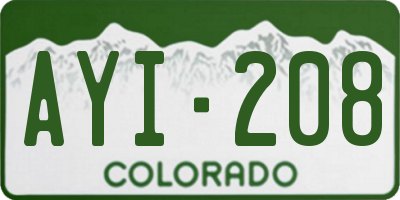 CO license plate AYI208