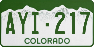 CO license plate AYI217