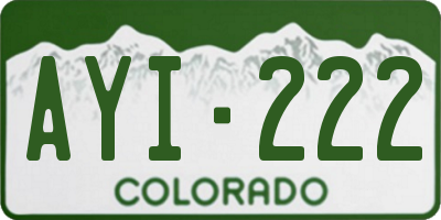 CO license plate AYI222