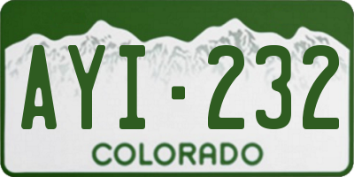 CO license plate AYI232