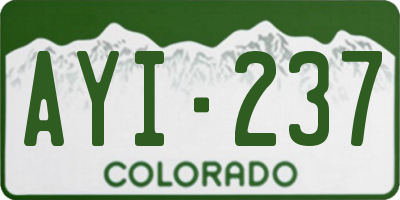 CO license plate AYI237