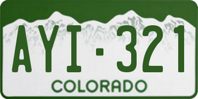 CO license plate AYI321