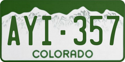 CO license plate AYI357